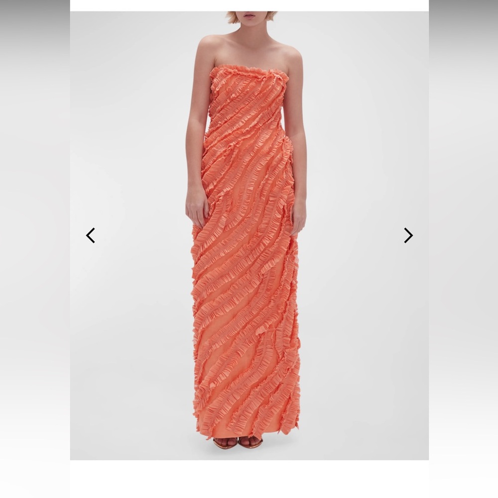 Aje Terrene Strapless Frill Maxi Dress